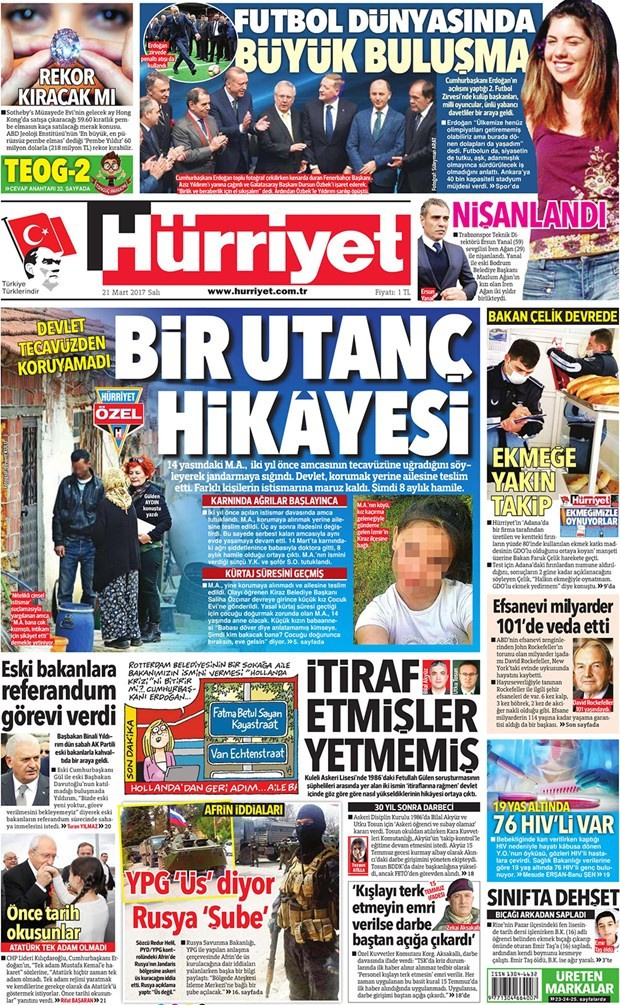 Gazete manşetleri Habertürk - Sözcü - Hürriyet 21 Mart 2017