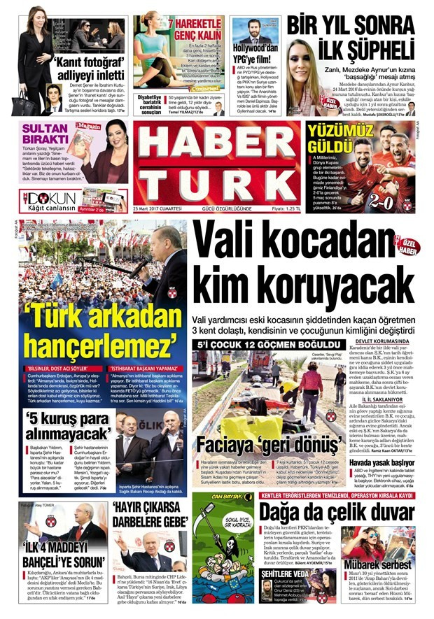 Gazete manşetleri Hürriyet - Sözcü - Milliyet 25 Mart 2017