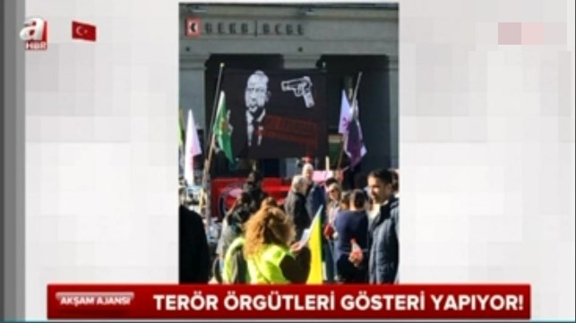 Avrupa'nın rezilliği! Erdoğan'ı hedef gösteren pankart