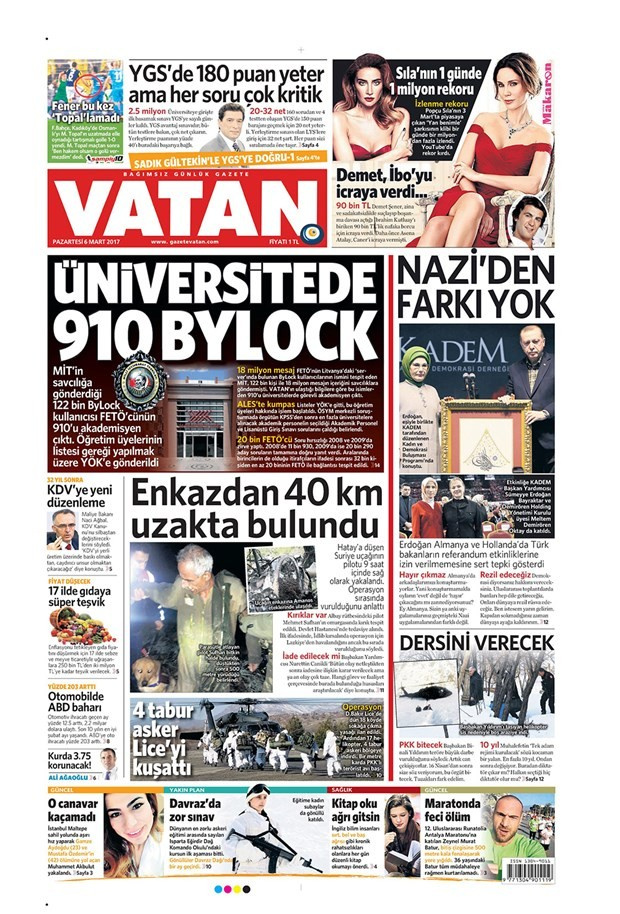 Gazete manşetleri Hürriyet - Habertürk - Sözcü 6 Mart 2017