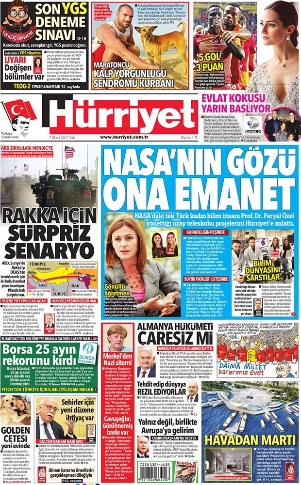 Gazete manşetleri Milliyet - Sözcü - Habertürk 7 Mart 2017