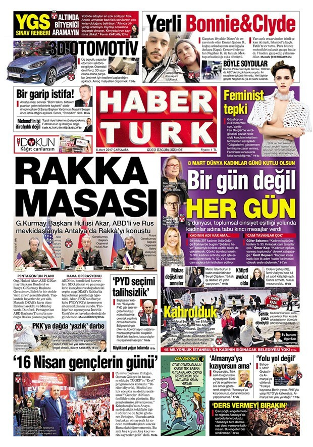 Gazete manşetleri Star - Vatan - Habertürk 8 Mart 2017