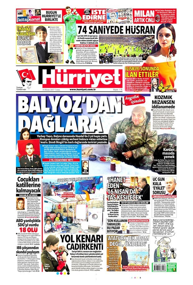 Gazete manşetleri Milliyet - Sözcü - Habertürk 14 Nisan 2017