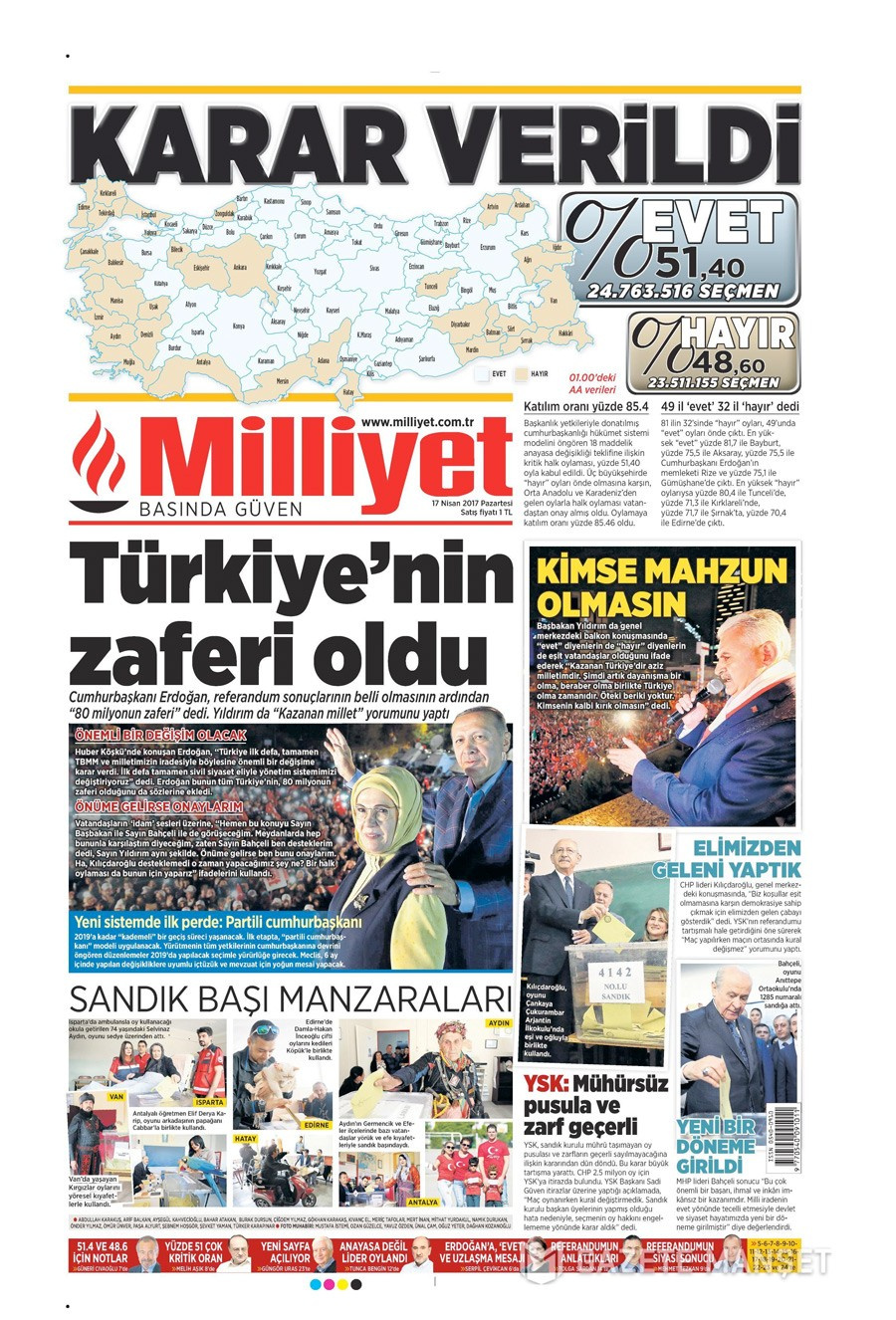 Gazete manşetleri 17 Nisan referandum için kim ne manşet attı!
