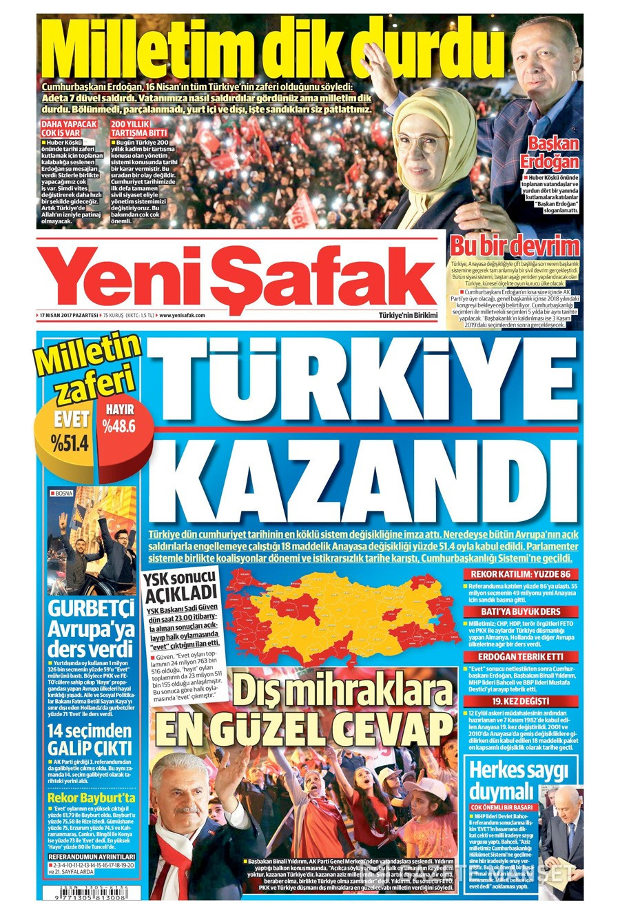 Gazete manşetleri 17 Nisan referandum için kim ne manşet attı!