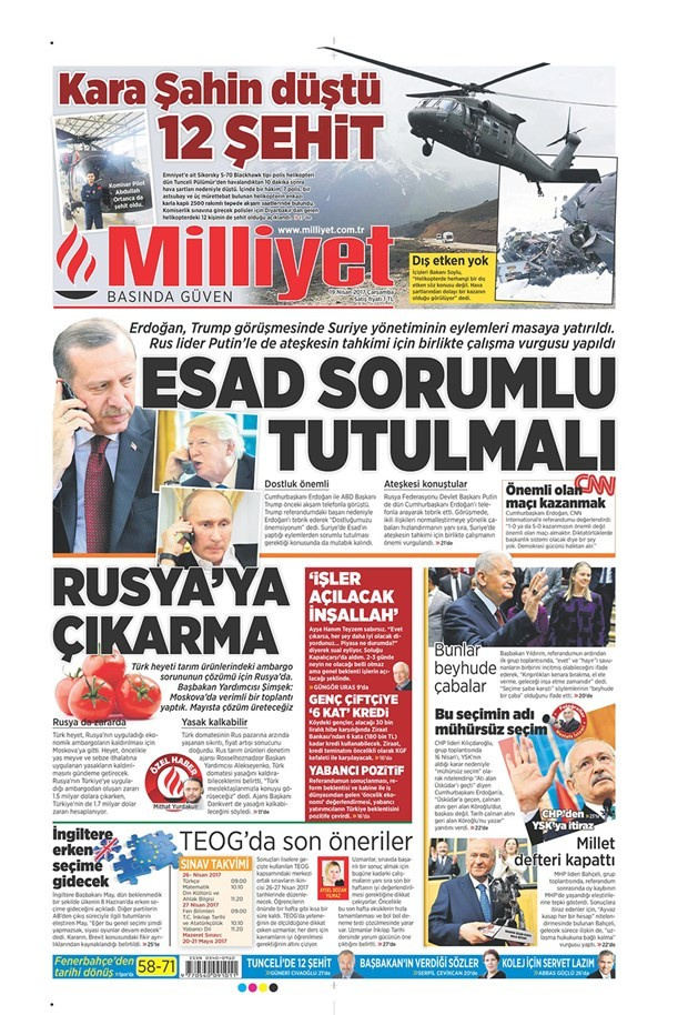 Gazete manşetleri Hürriyet - Sözcü - Milliyet 19 Nisan 2017