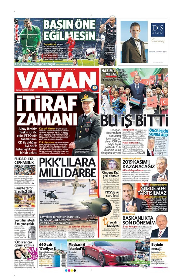 Gazete manşetleri Milliyet - Sözcü - Hürriyet 21 Nisan 2017