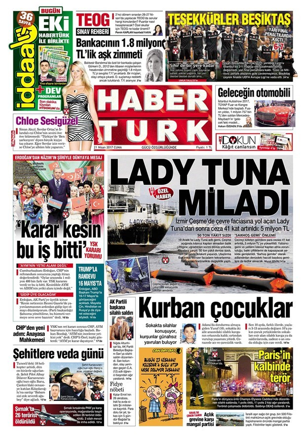 Gazete manşetleri Milliyet - Sözcü - Hürriyet 21 Nisan 2017