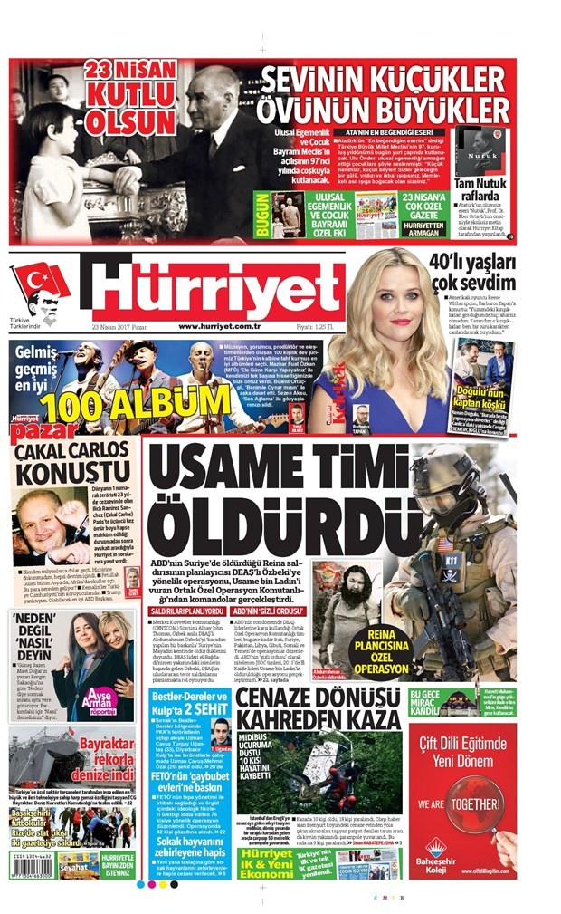 Gazete manşetleri Sözcü - Hürriyet - Habertürk 23 Nisan 2017