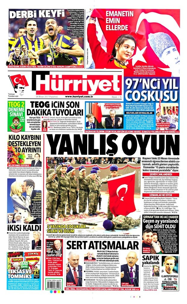 Gazete manşetleri Habertürk - Milliyet - Sözcü 24 Nisan 2017