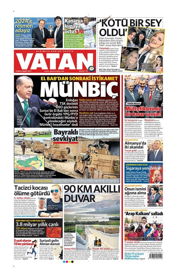 Gazete manşetleri Hürriyet - Habertürk - Sözcü 3 Nisan 2017