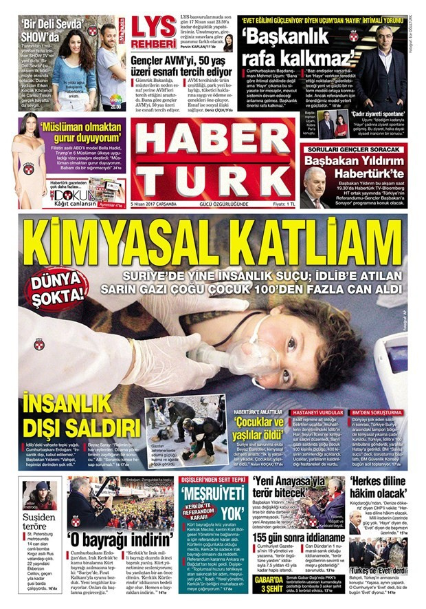 Gazete manşetleri Hürriyet - Vatan - Sözcü 5 Nisan 2017