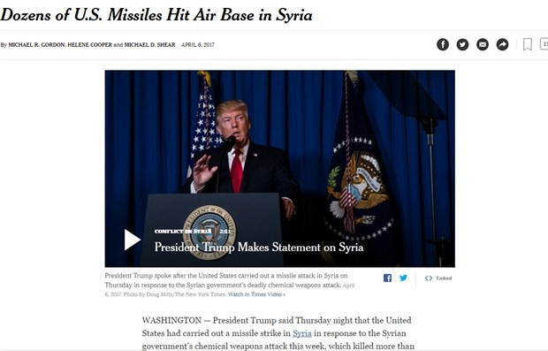 ABD basını Suriye'ye füze saldırısını işte böyle duyurdu