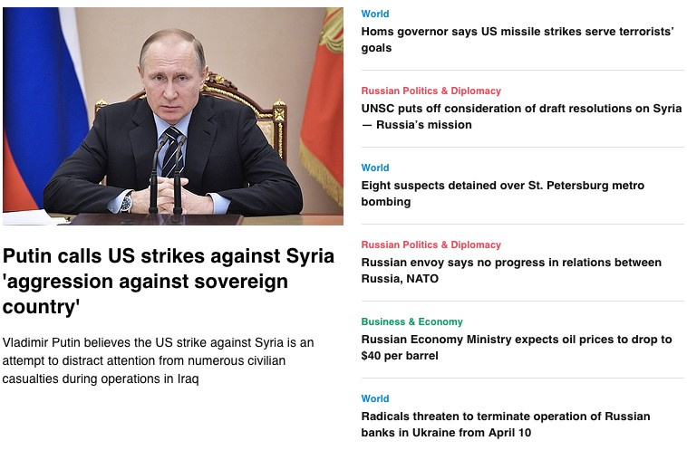 ABD Suriye'yi vurdu Rus basını olayı böyle duyurdu