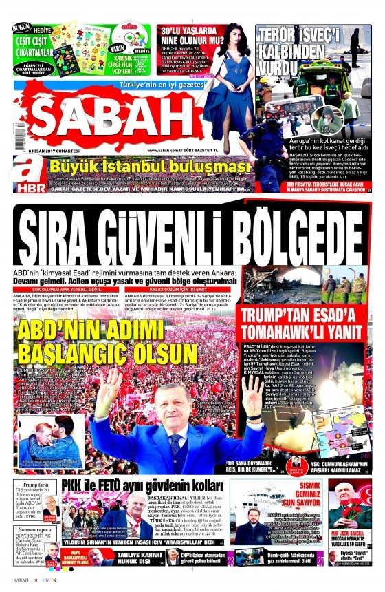 Gazete manşetleri Hürriyet - Sözcü - Sabah 8 Nisan 2017