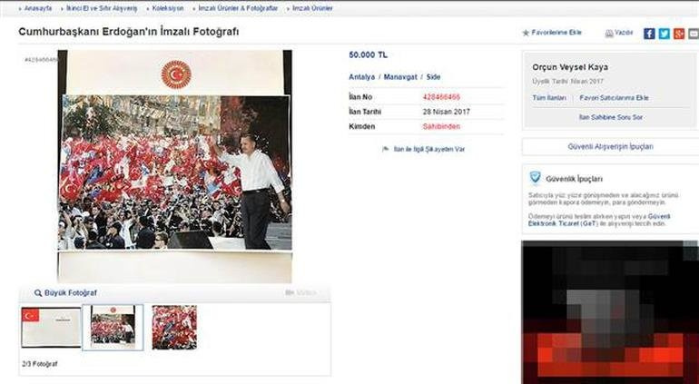 Erdoğan'ın imzaladığı fotoğrafı internetten satışa çıkardı