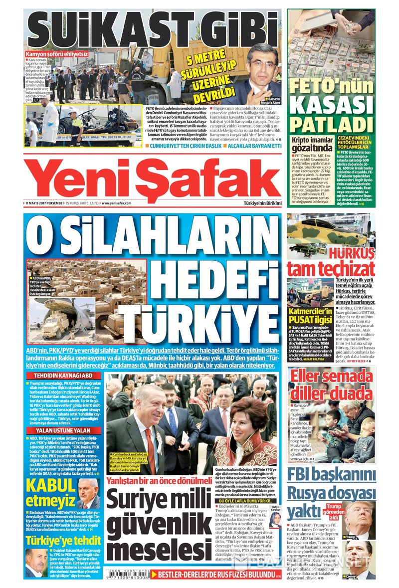 Gazete manşetleri Sözcü - Hürriyet- Sabah 11 Mayıs 2017