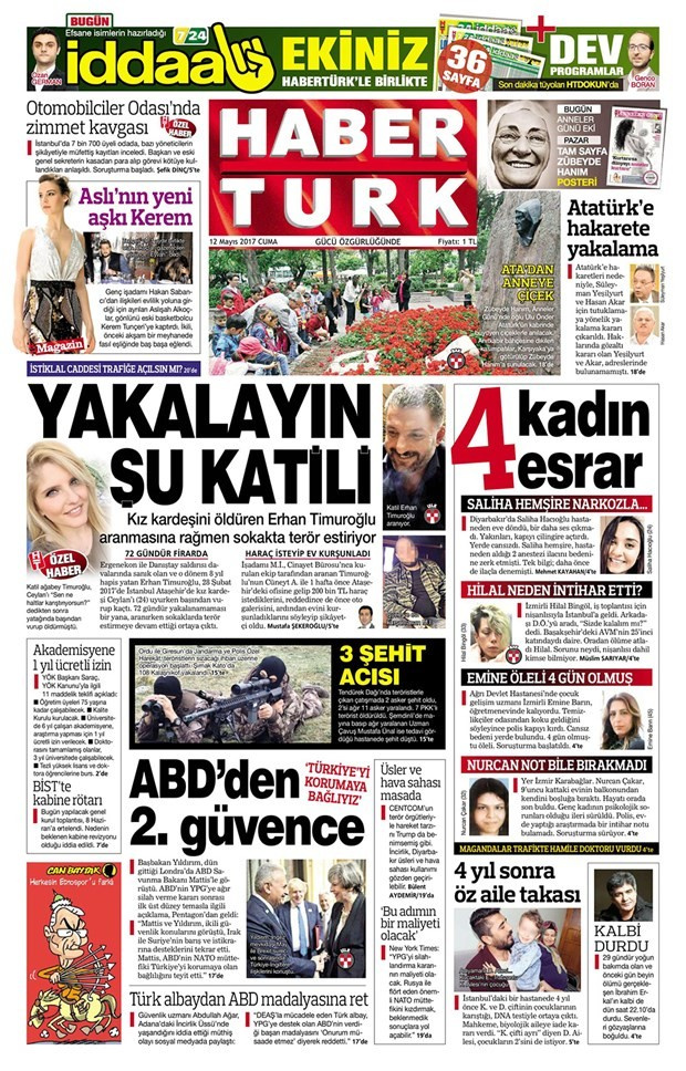 Gazete manşetleri Vatan - Milliyet - Sözcü 12 Mayıs 2017