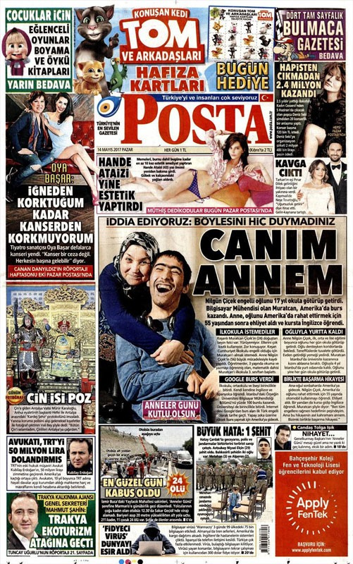 Gazete manşetleri Sözcü - Hürriyet - Fanatik 14 Mayıs 2017