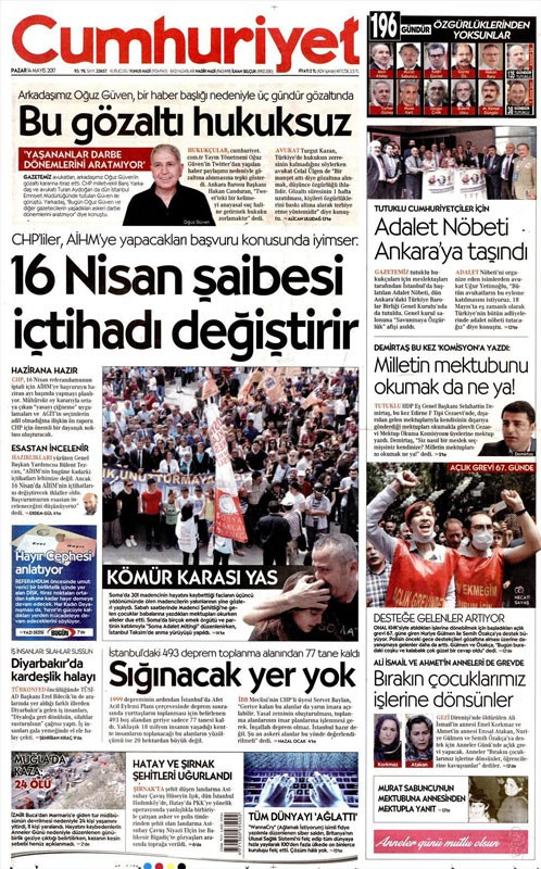 Gazete manşetleri Sözcü - Hürriyet - Fanatik 14 Mayıs 2017