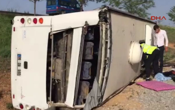 Konya'da otobüs devrildi, yaralılar var