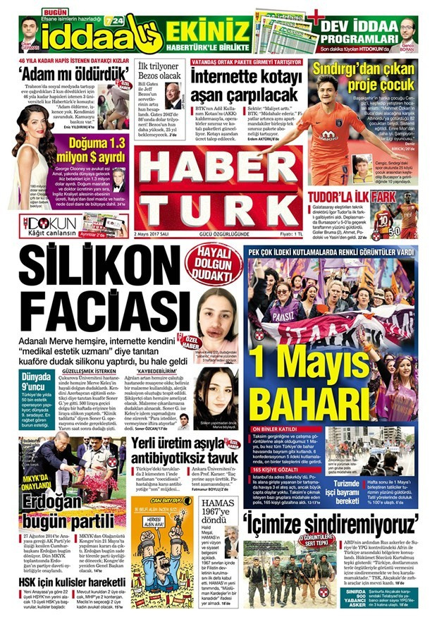 Gazete manşetleri Sözcü - Hürriyet - Karar 2 Mayıs 2017