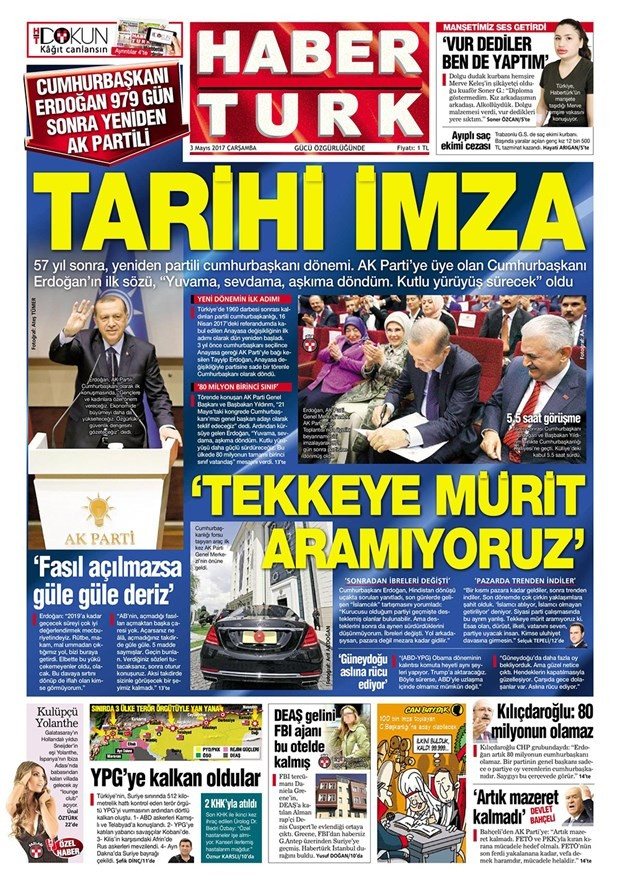 Gazete manşetleri Hürriyet - Sözcü - Habertürk 3 Mayıs 2017