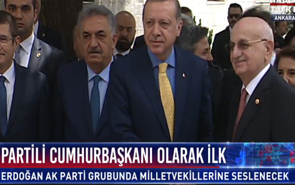 Erdoğan partili Cumhurbaşkanı olarak ilk kez Meclis'te