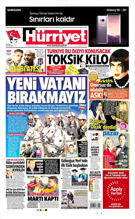 Gazete manşetleri Sabah - Sözcü - Hürriyet 7 Mayıs 2017