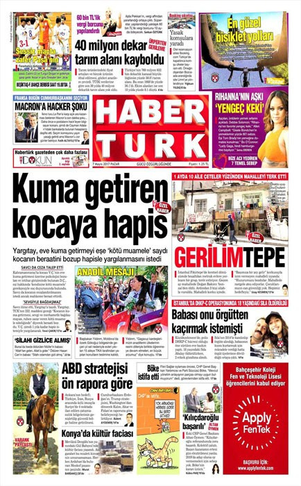 Gazete manşetleri Sabah - Sözcü - Hürriyet 7 Mayıs 2017