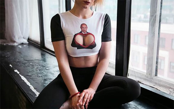Putin baskılı dekolteli tişörtler Rusya'da moda oldu!