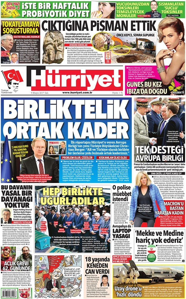 Gazete manşetleri Sözcü - Hürriyet - Karar 9 Mayıs 2017