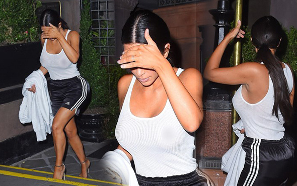 Kim Kardashian'ı sokakta sütyensiz yakaladılar!