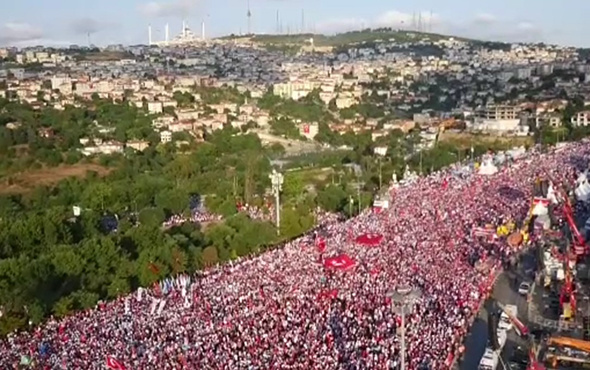 Milli Birlik Yürüyüşü havadan böyle görüntülendi