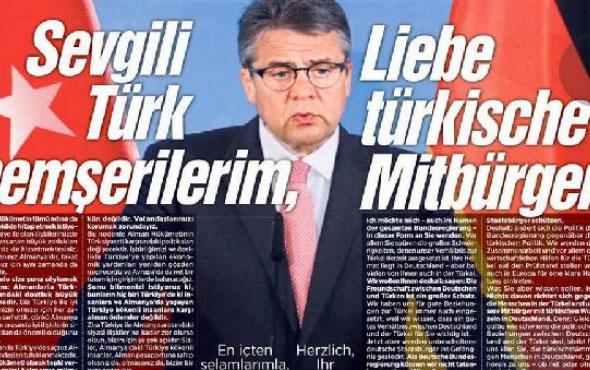 Alman bakandan Türkçe mesaj: Sevgili Türk hemşehrilerim