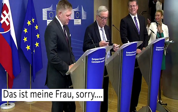 AB Komisyonu Başkanı Juncker: Affedersiniz karım arıyor, hayır Merkel'miş