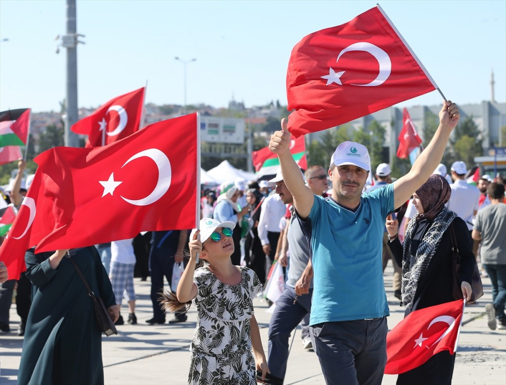 On binler Kudüs için Yenikapı'ya aktı! Mitingden kareler