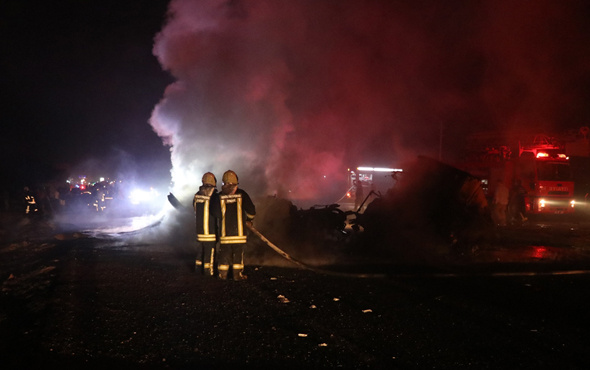 Denizli'de TIR ile çarpışan LPG tankeri patladı ölü ve yaralılar var