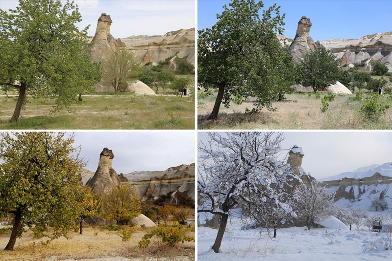 Kapadokya'da 4 mevsim ayrı ayrı böyle görüntülendi