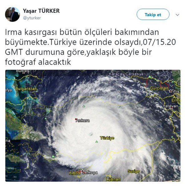 Irma Kasırgası Türkiye'den geçseydi haritaya inamayacaksınız