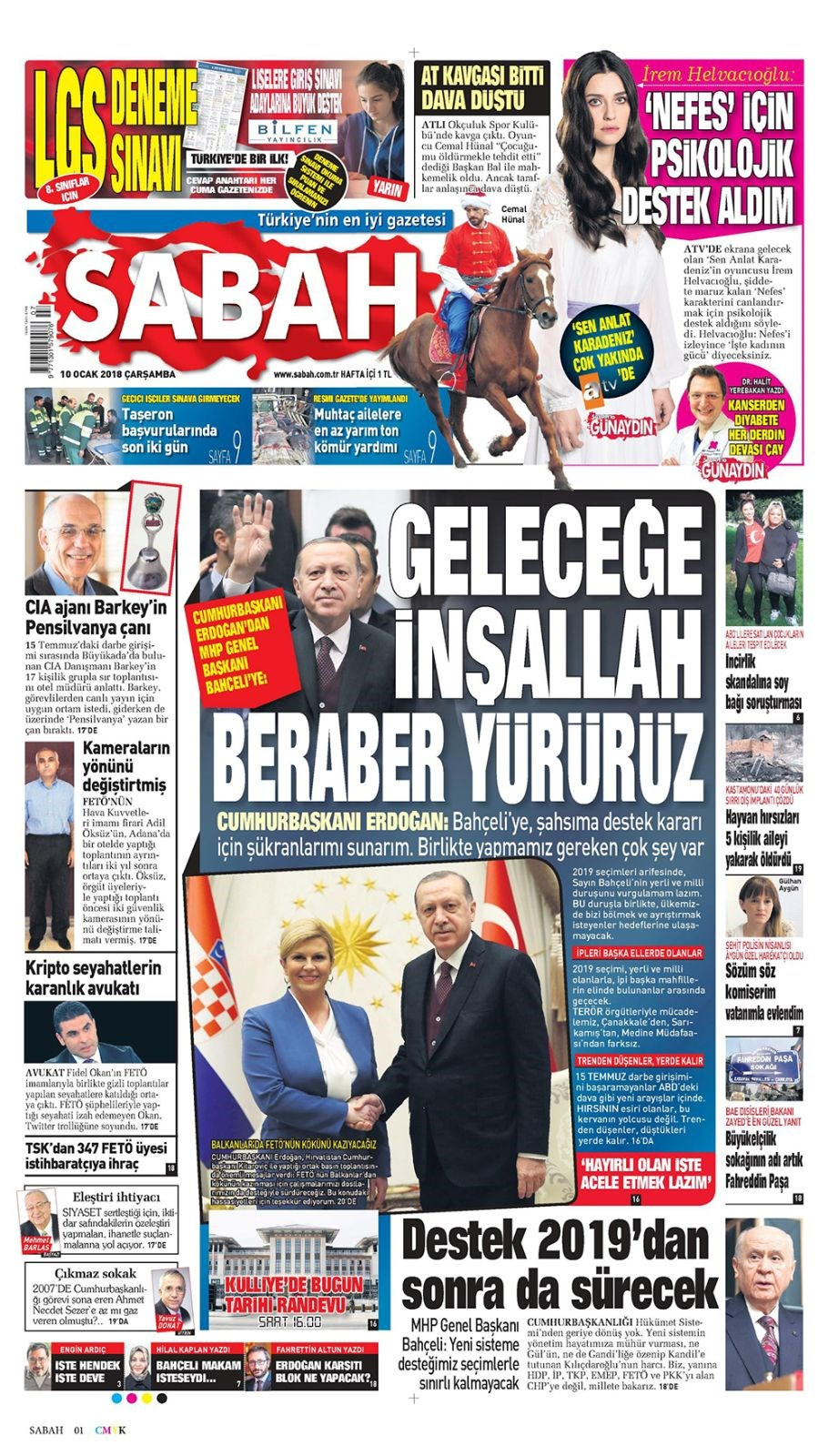 Gazete manşetleri Habertürk - Sözcü - Hürriyet 10 Ocak 2018