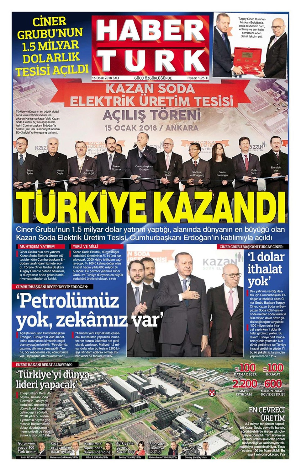 Gazete manşetleri Hürriyet - Sözcü - Milliyet 16 Ocak 2018