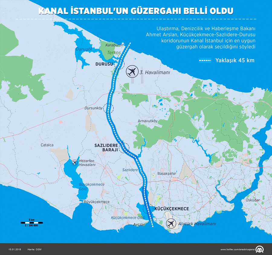Kanal İstanbul haritasına bakın! Güzergahında dikkat çeken 2 yer