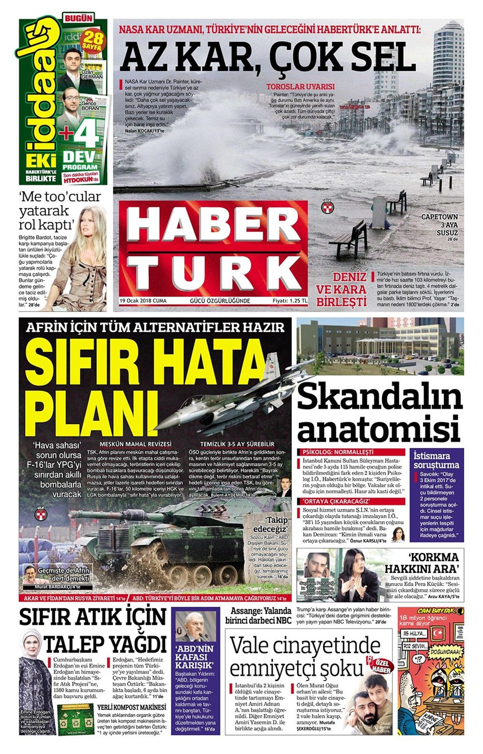 Gazete manşetleri Hürriyet - Sözcü - Fanatik 19 Ocak 2018