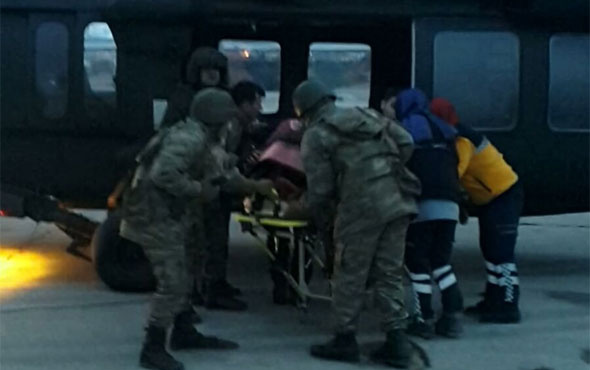 Askeri helikopterle hastaneye yetiştirildi