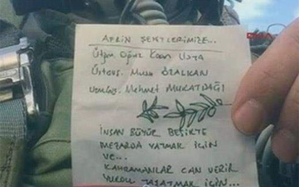 Türk pilot, hainleri bu notla bombaladı!