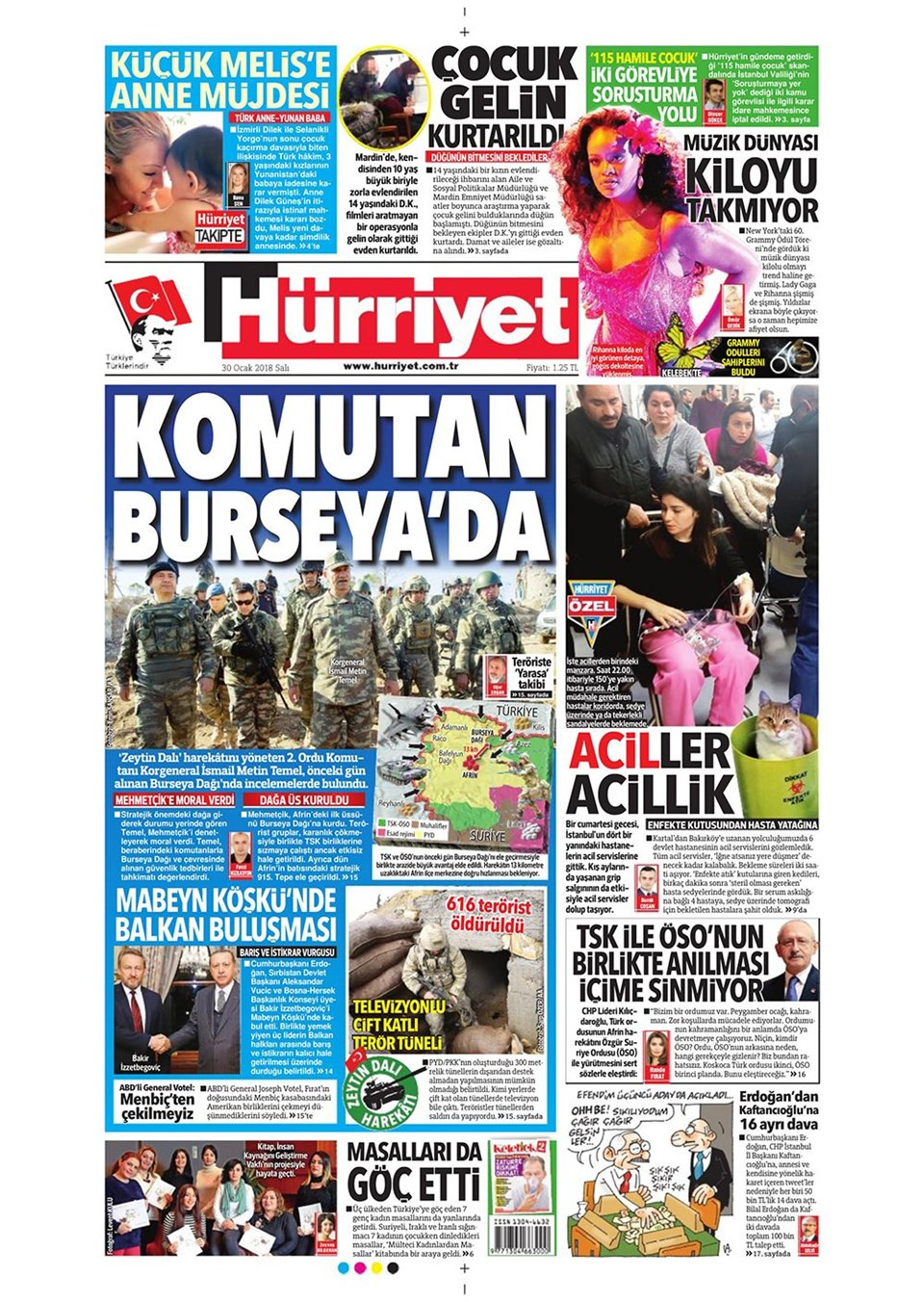 Gazete manşetleri Fanatik - Sözcü - Hürriyet 30 Ocak 2018