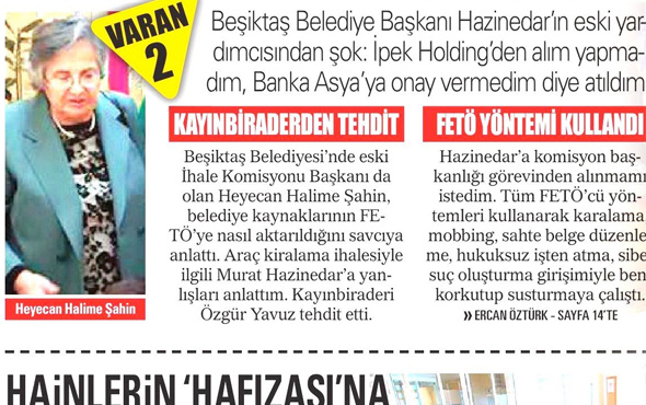 Beşiktaş Belediye Başkanı Hazinedar'ın yardımcısından şok