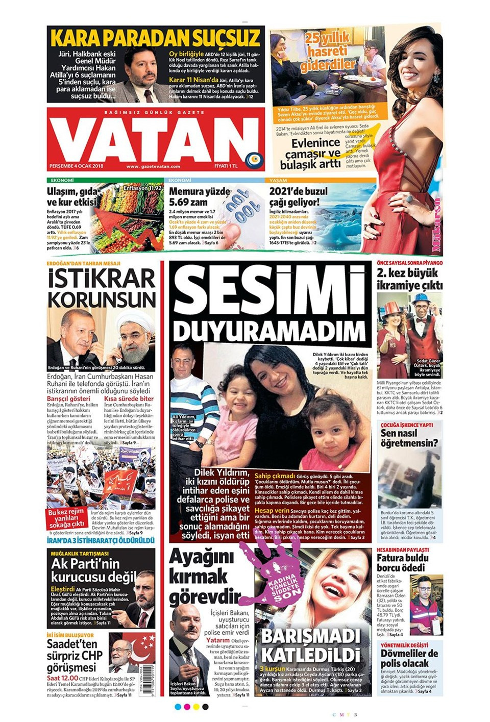 Gazete manşetleri Sözcü - Hürriyet - Fanatik 4 Ocak 2018