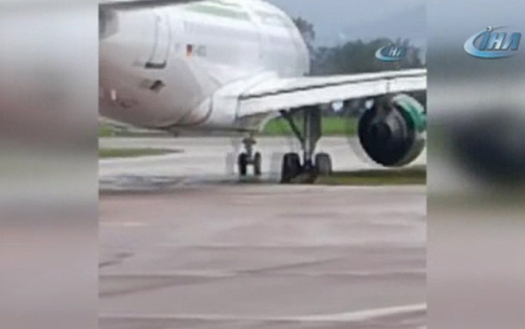 Zonguldak'ta yolcu uçağı pistten çıktı yolcular tahliye edildi